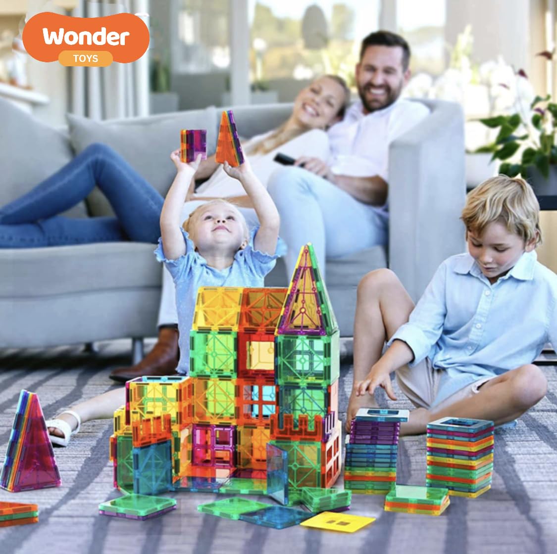 Wonder Toys 100 Teile Klassische Magnetblöcke, originelles magnetisches Bauspielzeug für Jungen