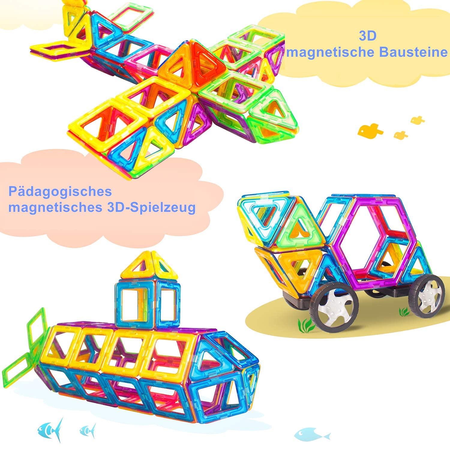 CONDIS Magnetische Bausteine 120 Teile, Magnetspielzeug Magneten Kinder Magnetbausteine Magnet Spielzeug Magnetspiele