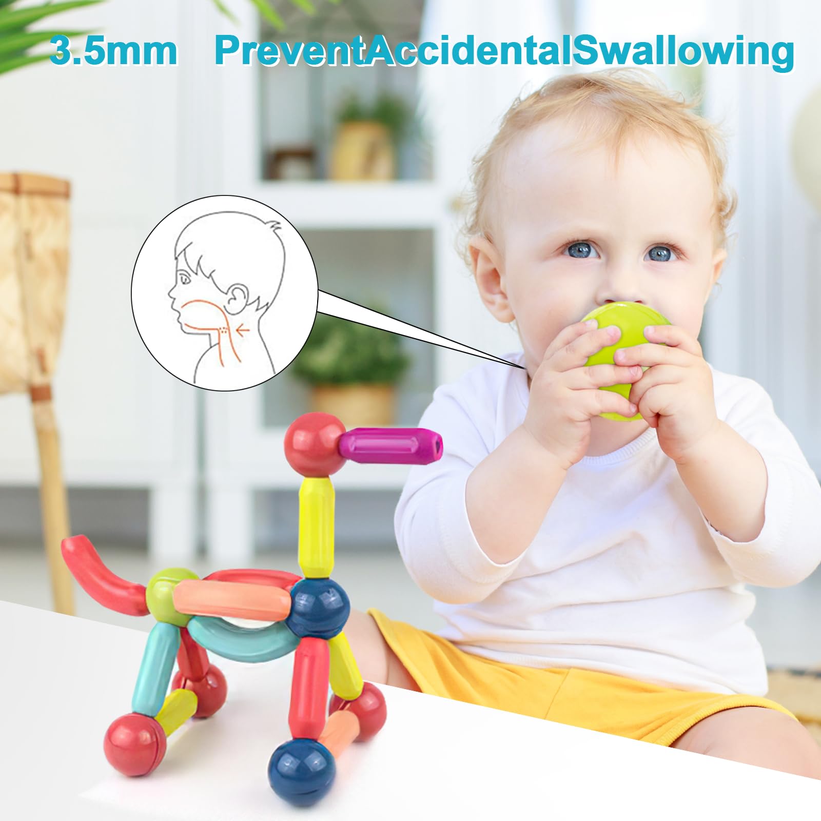 selutiya Magnetische Bausteine 68 Stück Magnetbausteine, 3D Konstruktions Spielzeug, Magnete Kinder, Magnet Bausteine für Kinder