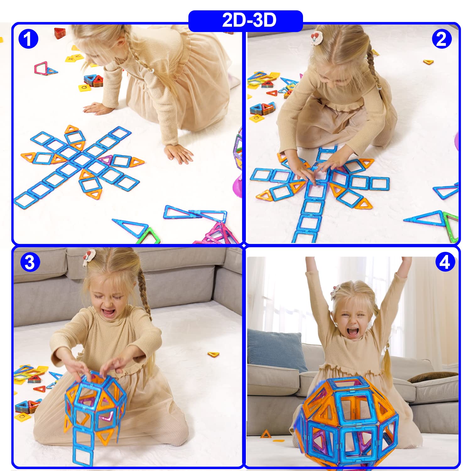 CONDIS Magnetische Bausteine 120 Teile, Magnetspielzeug Magneten Kinder Magnetbausteine Magnet Spielzeug Magnetspiele
