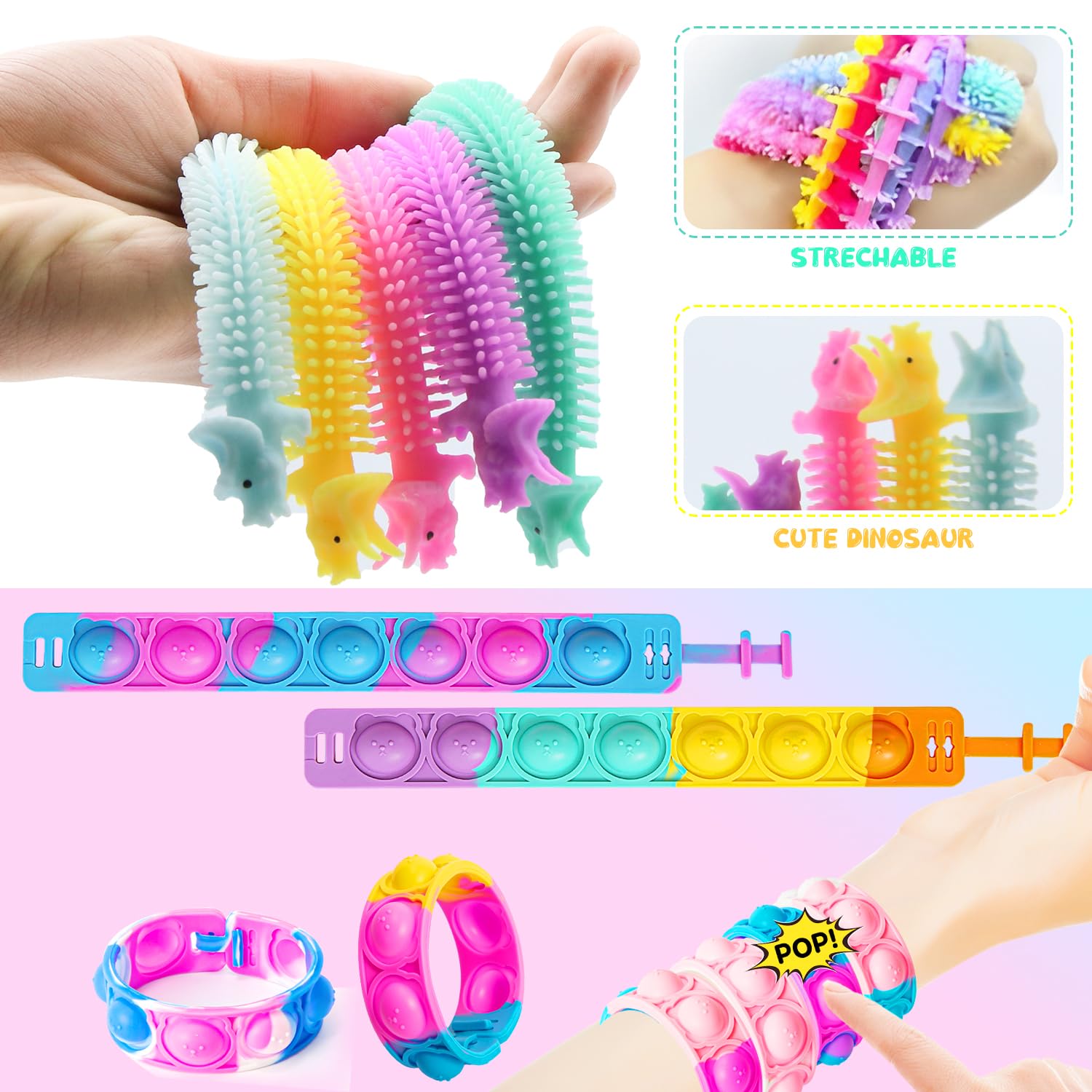 JUAUO 50 Pcs Fidget Toys Set, Stress-Angst Relief Spielzeug für Kinder und Erwachsene, Angst Relief Finger Toys