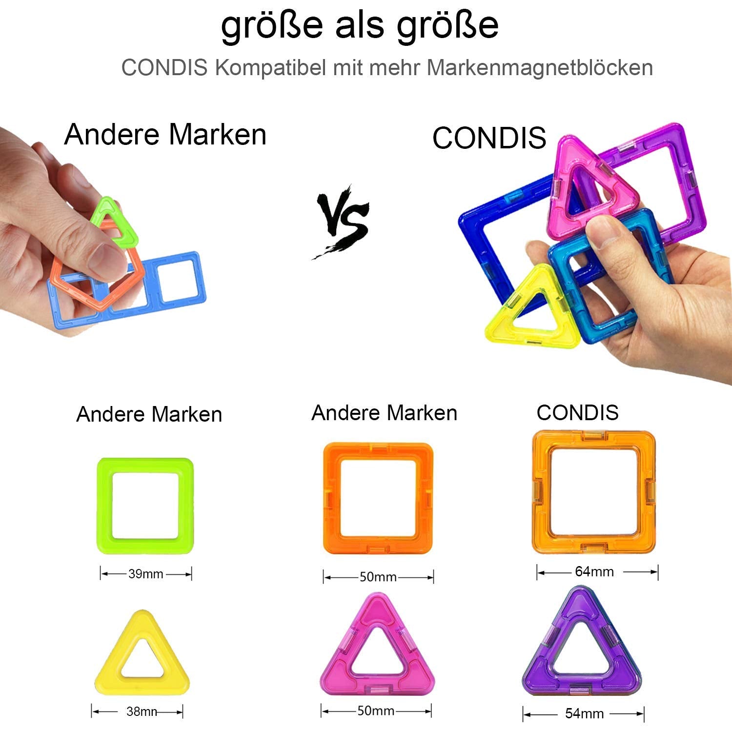 CONDIS Magnetische Bausteine 120 Teile, Magnetspielzeug Magneten Kinder Magnetbausteine Magnet Spielzeug Magnetspiele