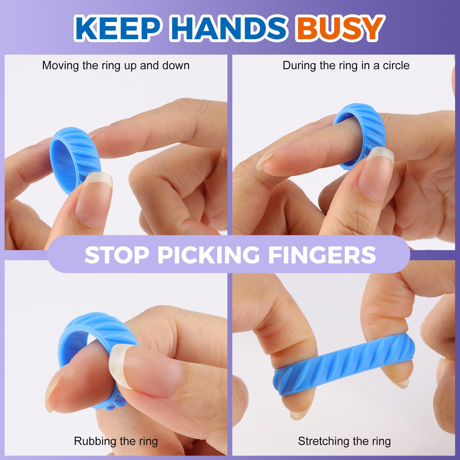 Gezimetie 12 Stück Fidget Ringe Sensorik Spielzeug für Kinder & Erwachsene – Anti Stress Autis-mus AD-HD Beruhigend Toys