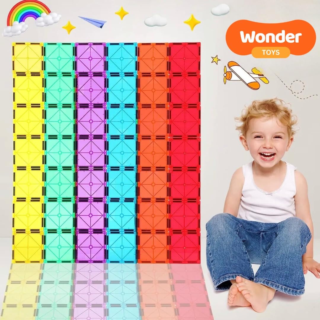 Wonder Toys 100 Teile Klassische Magnetblöcke, originelles magnetisches Bauspielzeug für Jungen