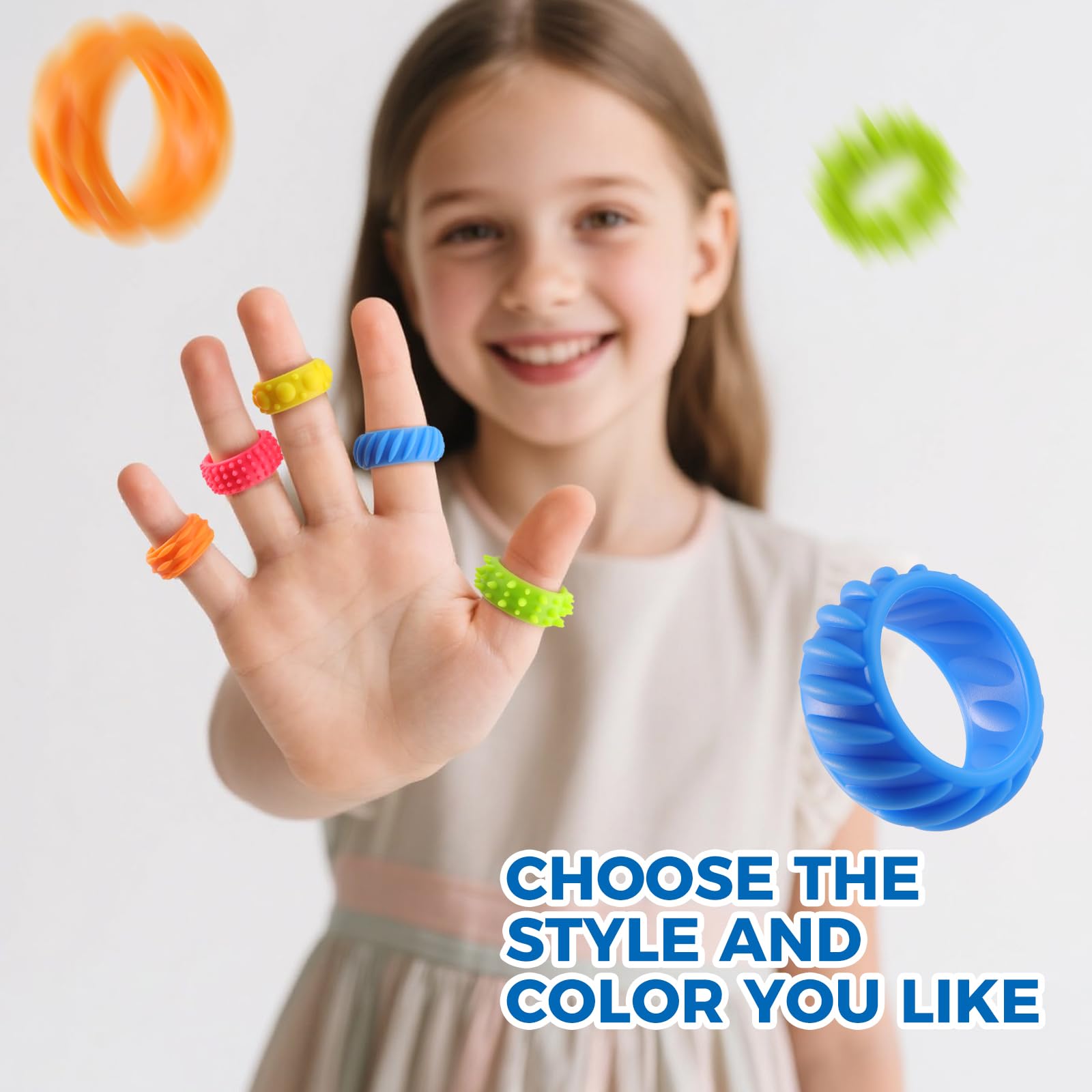 Gezimetie 12 Stück Fidget Ringe Sensorik Spielzeug für Kinder & Erwachsene – Anti Stress Autis-mus AD-HD Beruhigend Toys
