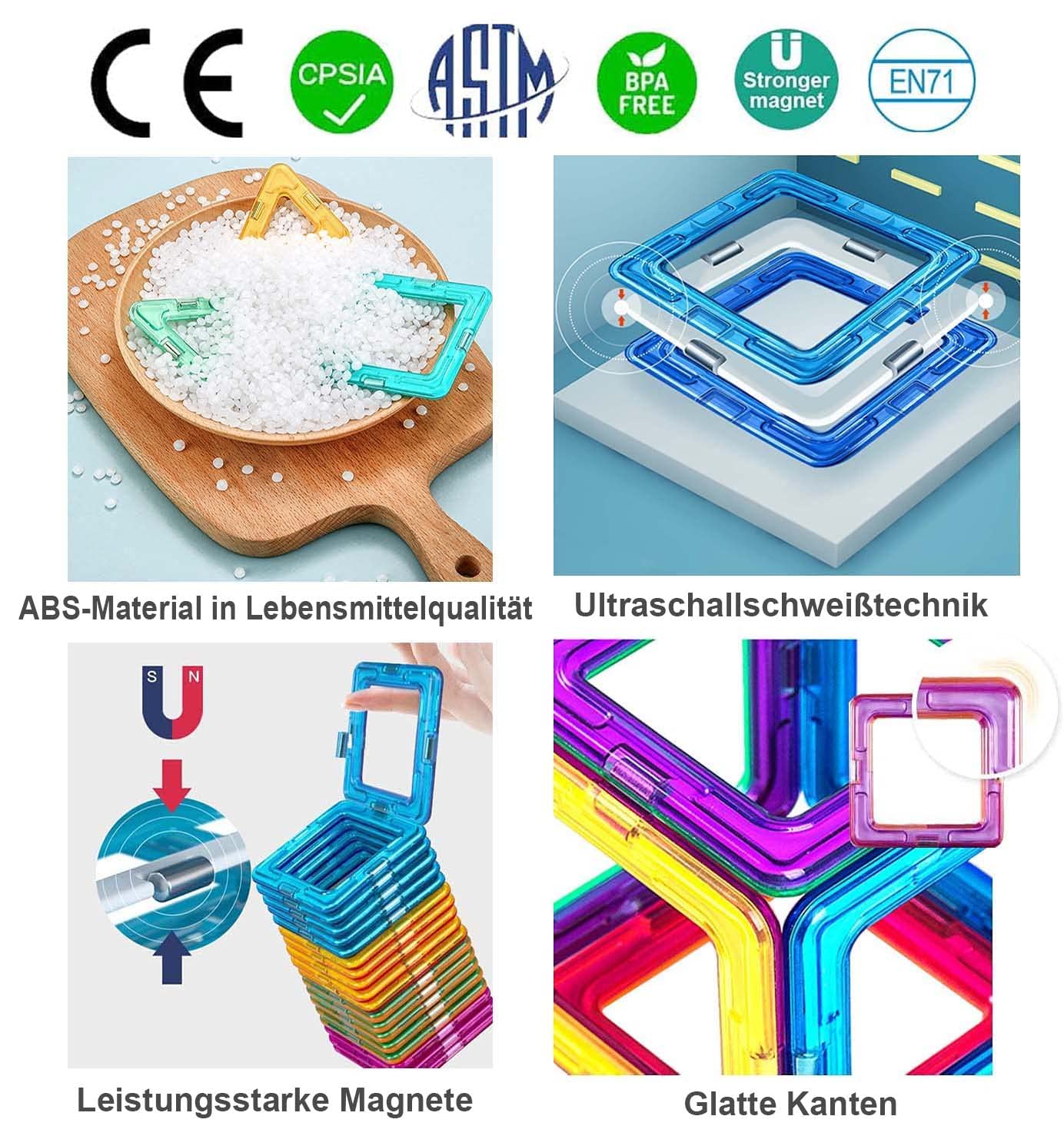 CONDIS Magnetische Bausteine 120 Teile, Magnetspielzeug Magneten Kinder Magnetbausteine Magnet Spielzeug Magnetspiele