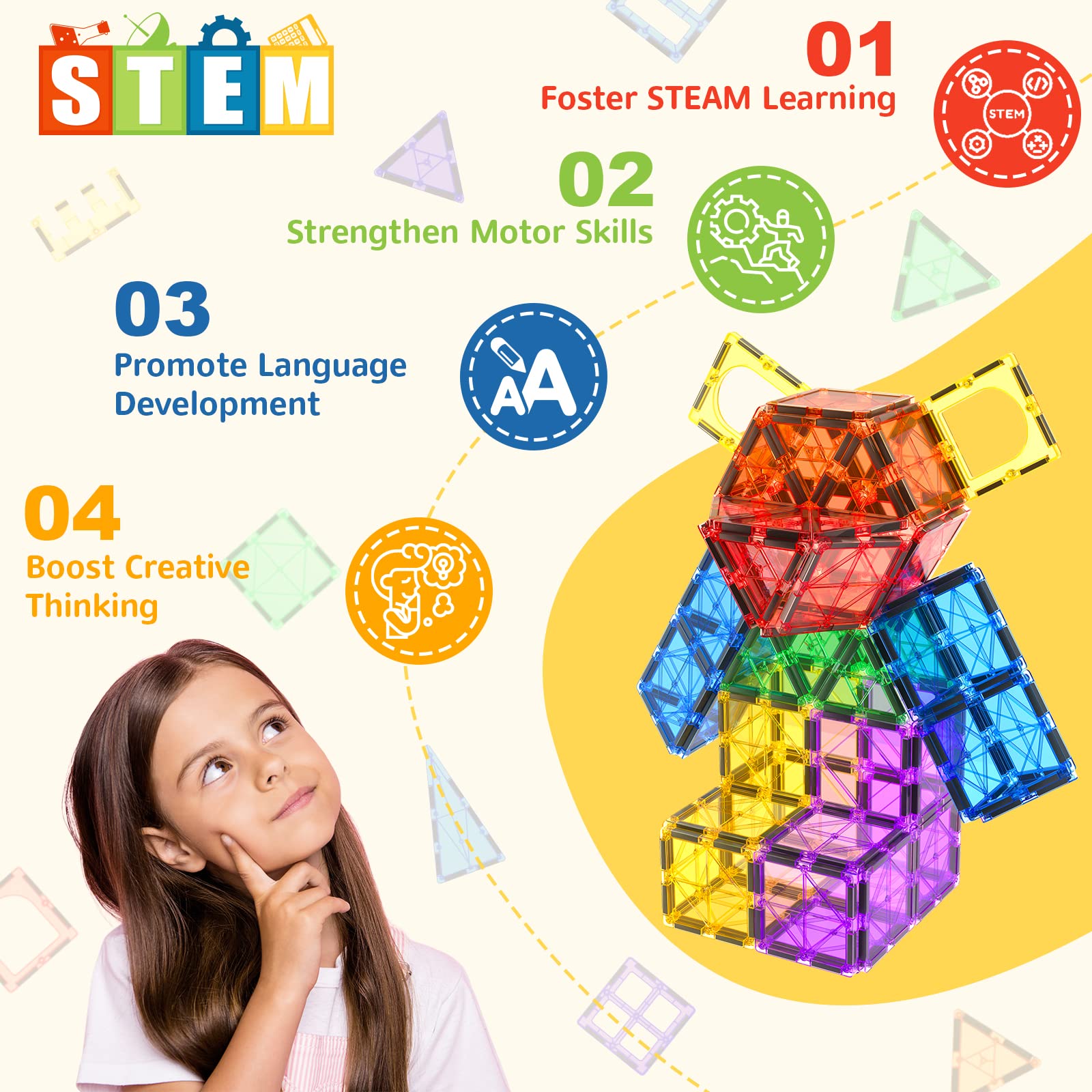 60magnetische Bausteine,Kinderspielzeug,STEM-Magnetblöcke,sensorisches Spielzeug, Kinderspiele, Magnet-Bauspielzeug