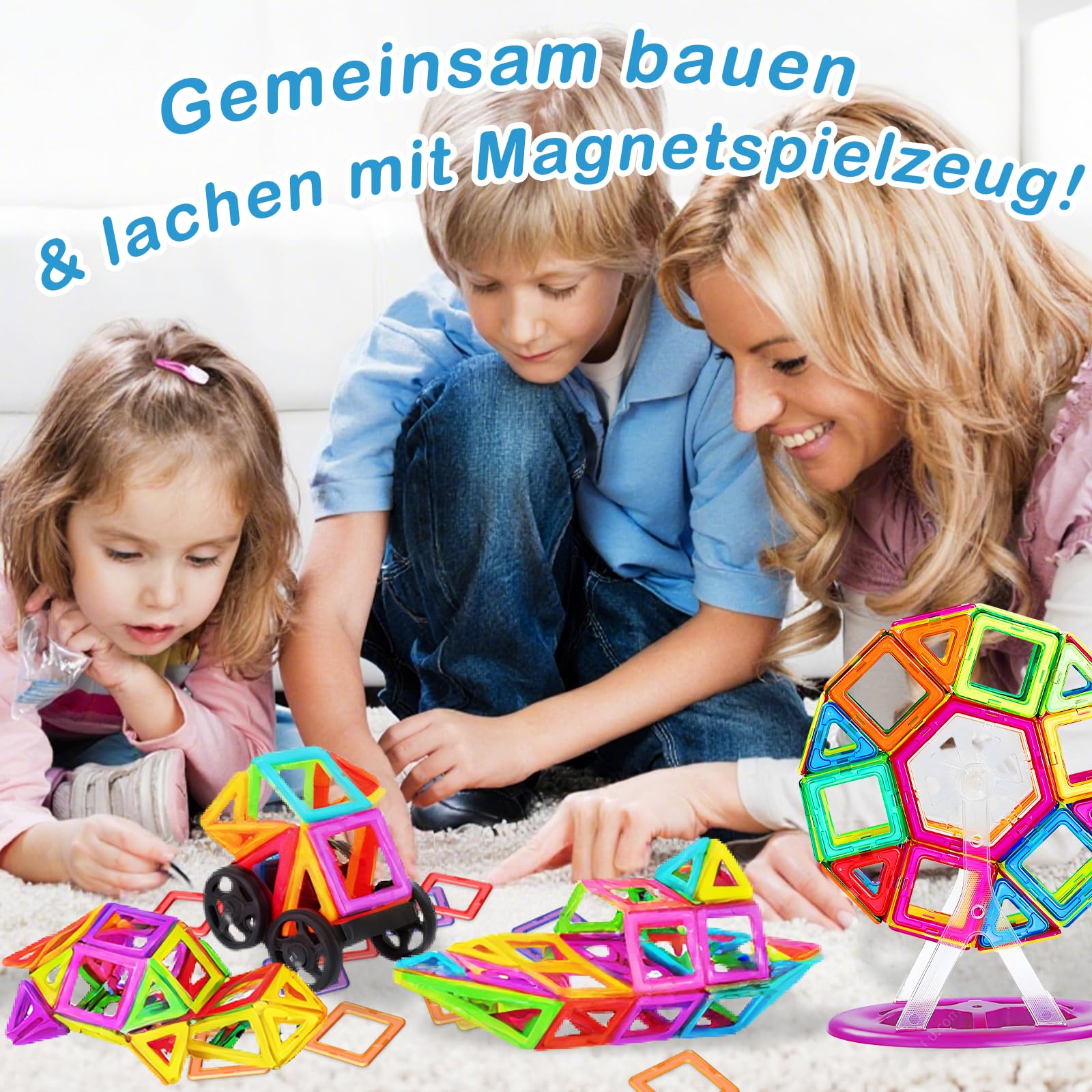HISHOPTOY Magnetische Bausteine 120 Teile Magnetspielzeug Kinder Lernspielzeug ab 3 4 5 6 7 8