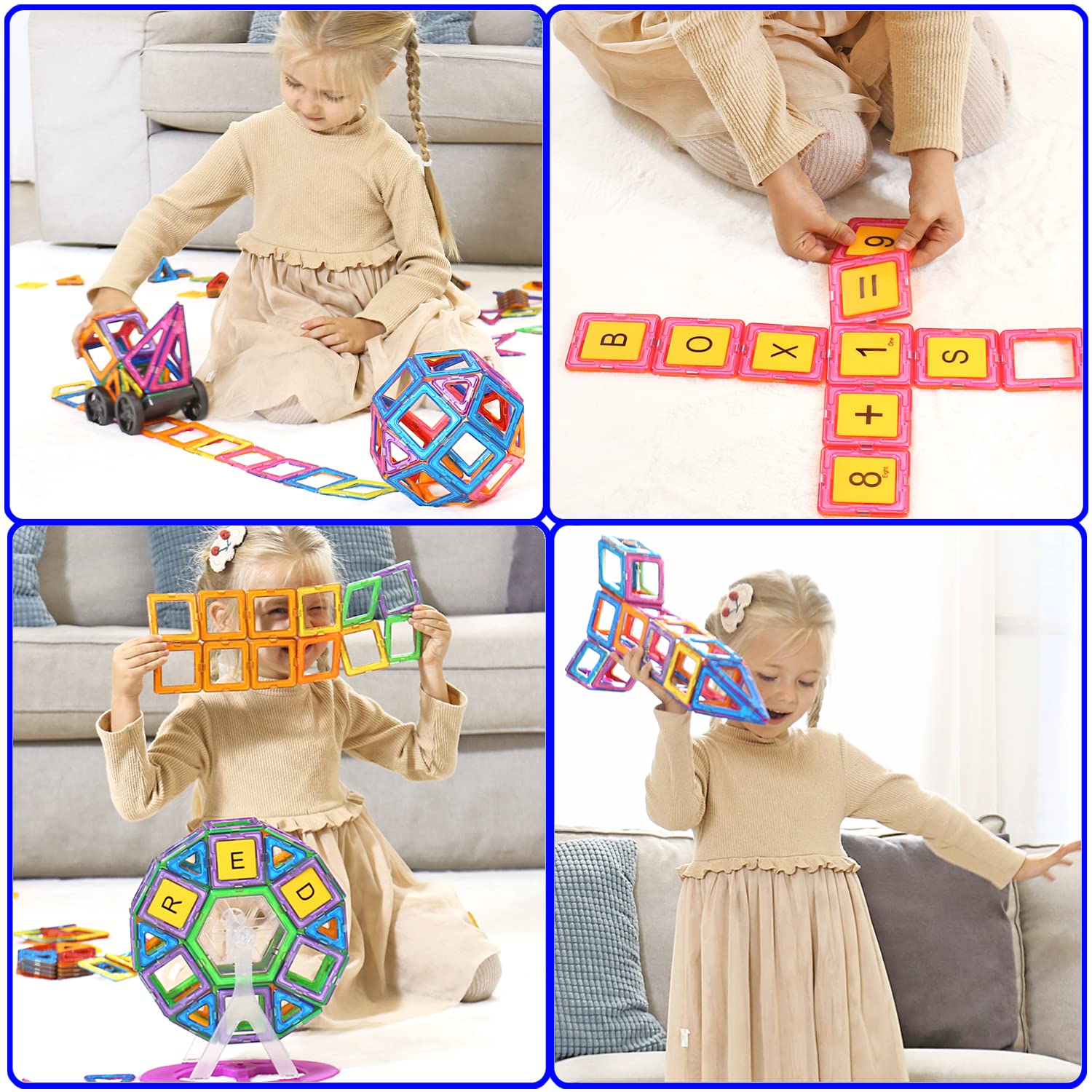 CONDIS Magnetische Bausteine 120 Teile, Magnetspielzeug Magneten Kinder Magnetbausteine Magnet Spielzeug Magnetspiele