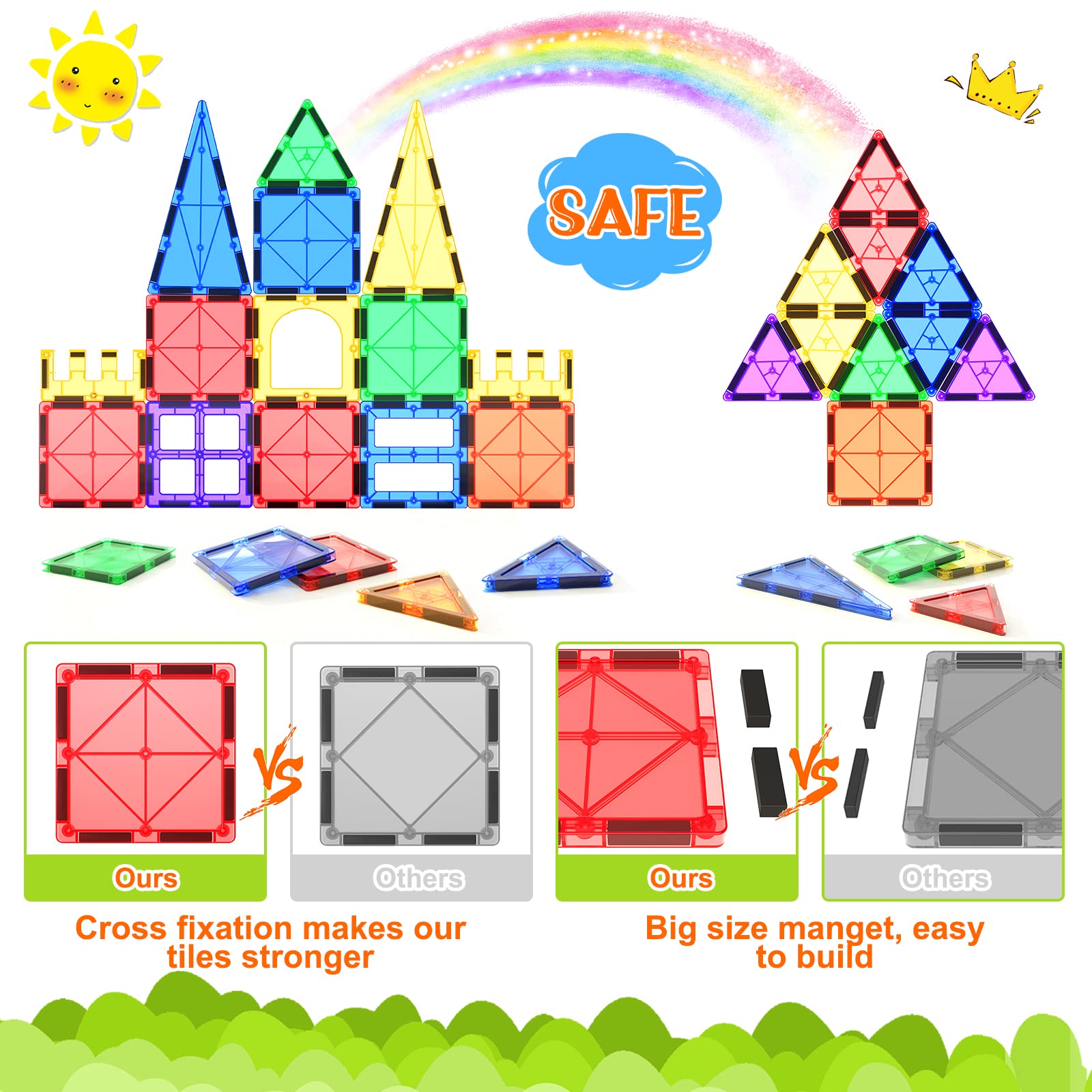 Magnetische Fliesen Kinderspielzeug STEM Magnet Spielzeug für Kleinkind Magnetische Blöcke Bauspielzeug
