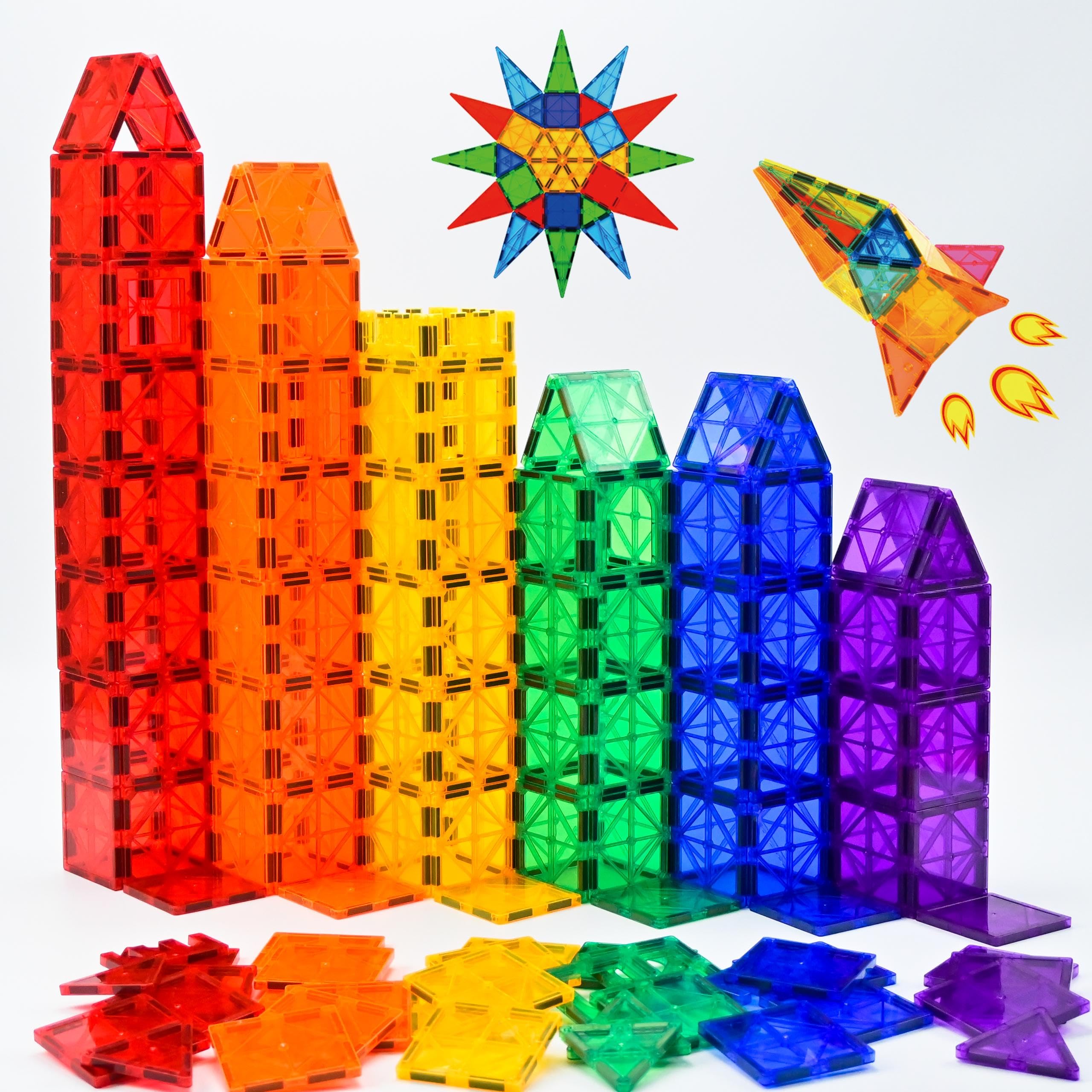 Wonder Toys 100 Teile Klassische Magnetblöcke, originelles magnetisches Bauspielzeug für Jungen