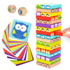 Nene Toys Pädagogisches Kinderspiel ab 3 Jahre - Wackelturm 4 in 1 aus Holz mit Farben und Tieren